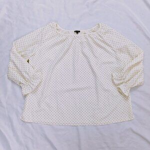 Talbot's 2X Women's Cream and Black Polka Dot Blouse